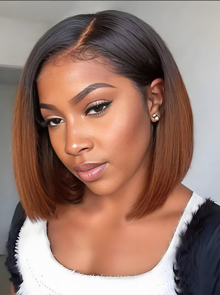 Dorsanee Ombre 1B/30 Natural Black Dark Brown Wig 4x4 13x4 Lace Front Human Hair Wigs Short Bob Wig