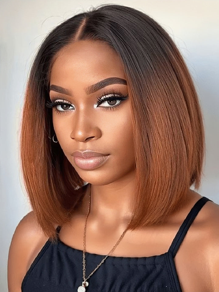 Dorsanee Ombre 1B/30 Natural Black Dark Brown Wig 4x4 13x4 Lace Closure Front Human Hair Wigs Short Bob Wig
