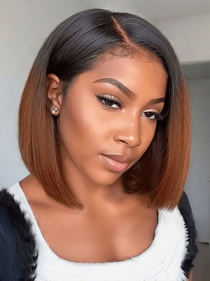 Dorsanee Ombre 1B/30 Natural Black Dark Brown Wig 4x4 13x4 Lace Closure Front Human Hair Wigs Short Bob Wig Colored Hair