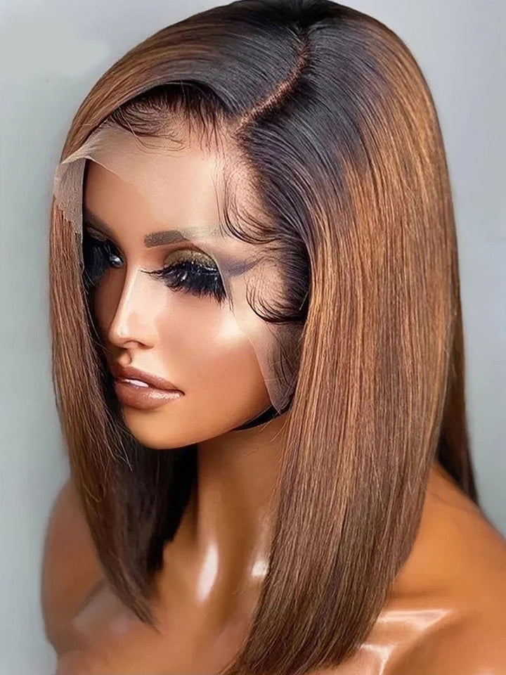 Dorsanee Ombre 1B/30 Natural Black Dark Brown Wig 4x4 13x4 Lace Closure Front Human Hair Wigs Short Bob Wig Colored Hair For Women
