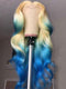 Dorsanee Ombre 613 Blonde Blue Colored 13x4 Lace Front Virgin Human Hair Wig 200 Density
