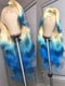 Dorsanee Ombre 613 Blonde Blue Colored 13x4 Lace Front Virgin Human Hair Wig 200 Density