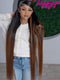 Dorsanee Ombre Black Brown Skunk Stripe 42 40 38 36 34 32 30 inch Knee Length 13x4 Lace Front Human Hair Wigs