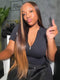 Dorsanee Ombre Black Brown Skunk Stripe Bone Straight 13x4 Lace Front Virgin Human Hair Wig