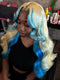 Dorsanee Ombre Blonde Blue Skunk Stripe 13x4 Lace Front Human Hair Wigs 200 Density
