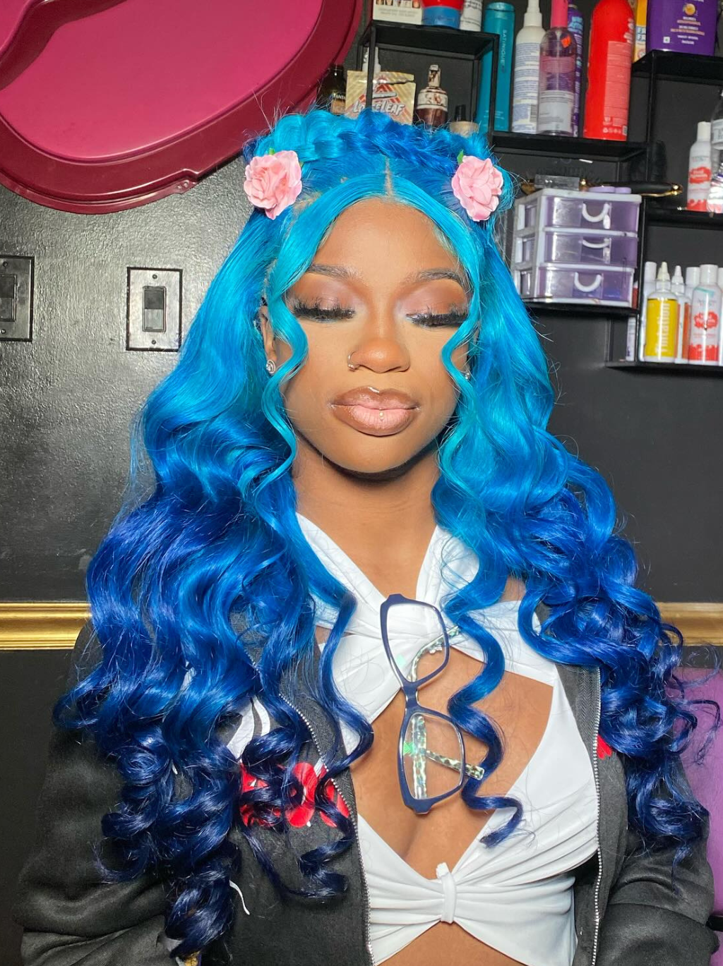 Dorsanee Ombre Blue 13x4 Lace Front Loose Wave Human Hair Wigs