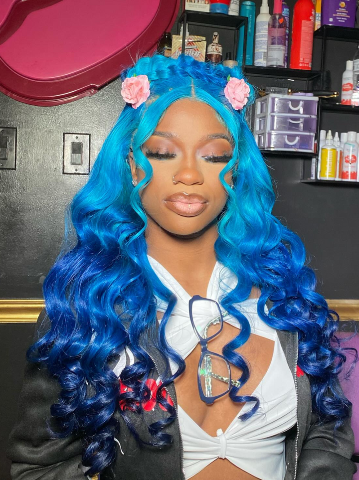 Dorsanee Ombre Blue 13x4 Lace Front Loose Wave Human Hair Wigs