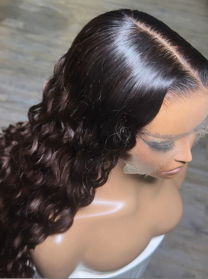 Dorsanee Ombre Brown Dark Roots Burmese Curly 13x4 Lace Front Human Hair Wig 250 300 Density