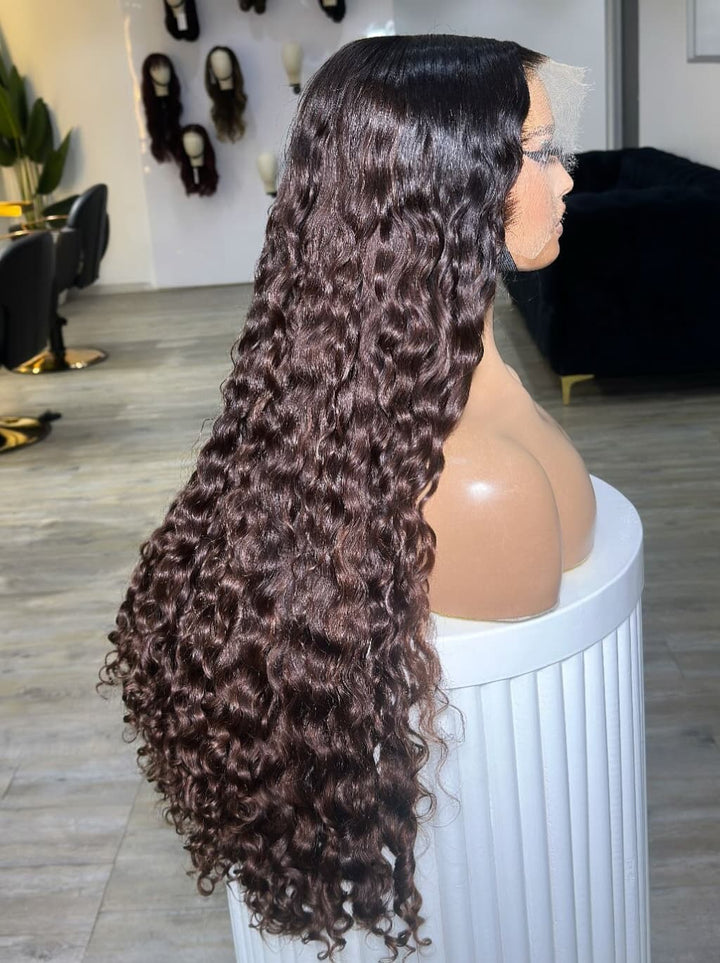 Dorsanee Ombre Brown Dark Roots Burmese Curly 13x4 Lace Front Human Hair Wig 250 300 Density