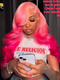 Dorsanee Ombre Cotton Candy Pink Dark Rose Pink Two Tone Color Human Hair Wig 200 Density 13x4 Lace Front Human Hair Wigs