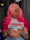 Dorsanee Ombre Cotton Candy Pink Dark Rose Pink Two Tone Color Human Hair Wig 200 Density 13x4 Lace Front Human Hair Wigs