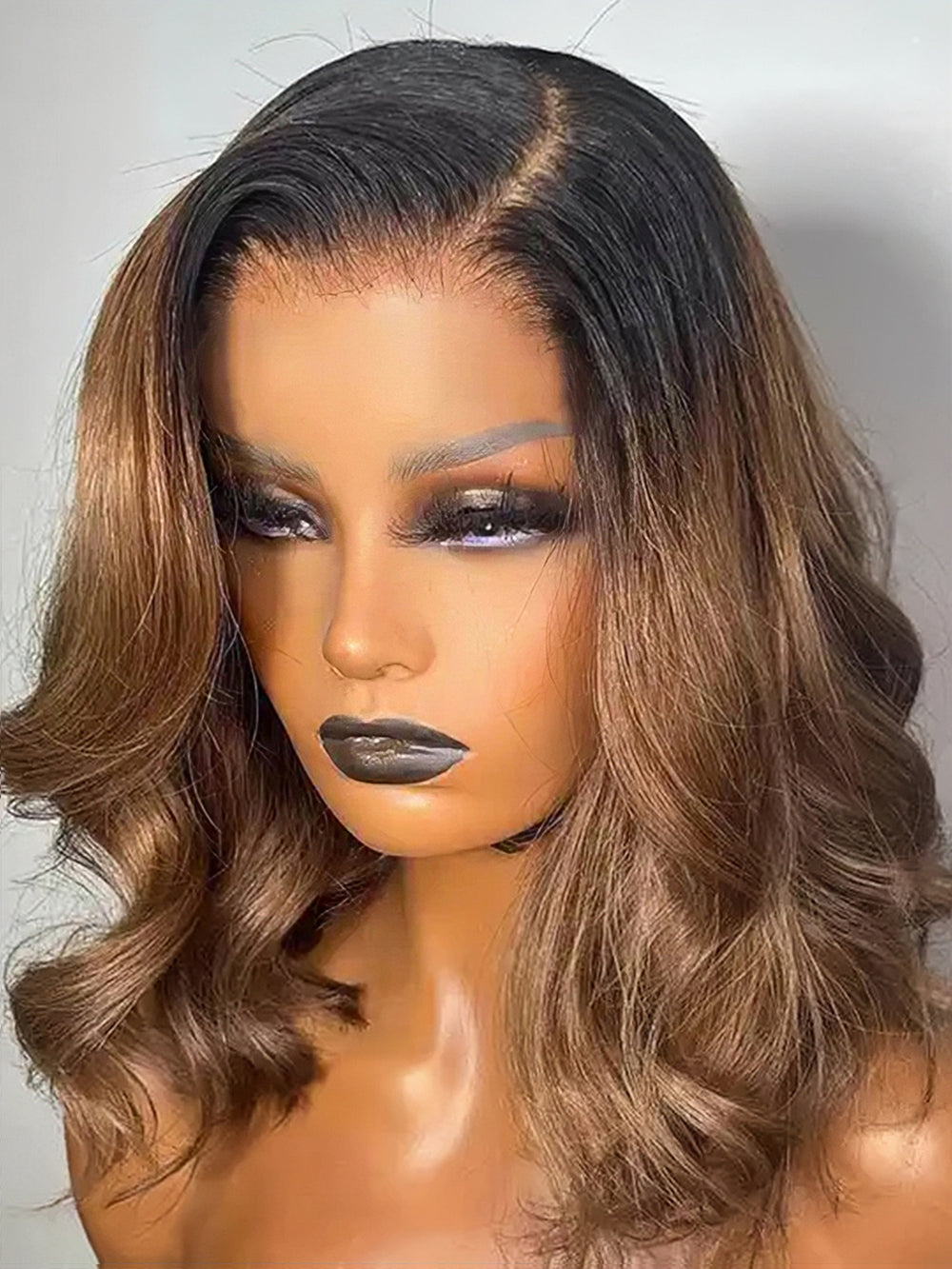 Dorsanee Ombre Dark Brown Black Roots 1B/30 4x4 13x4 Lace Front Short Bob Human Hair Wig
