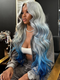 Dorsanee Ombre Gray Blue 200 Density 13x4 Lace Front Body Wave Human Hair Wigs