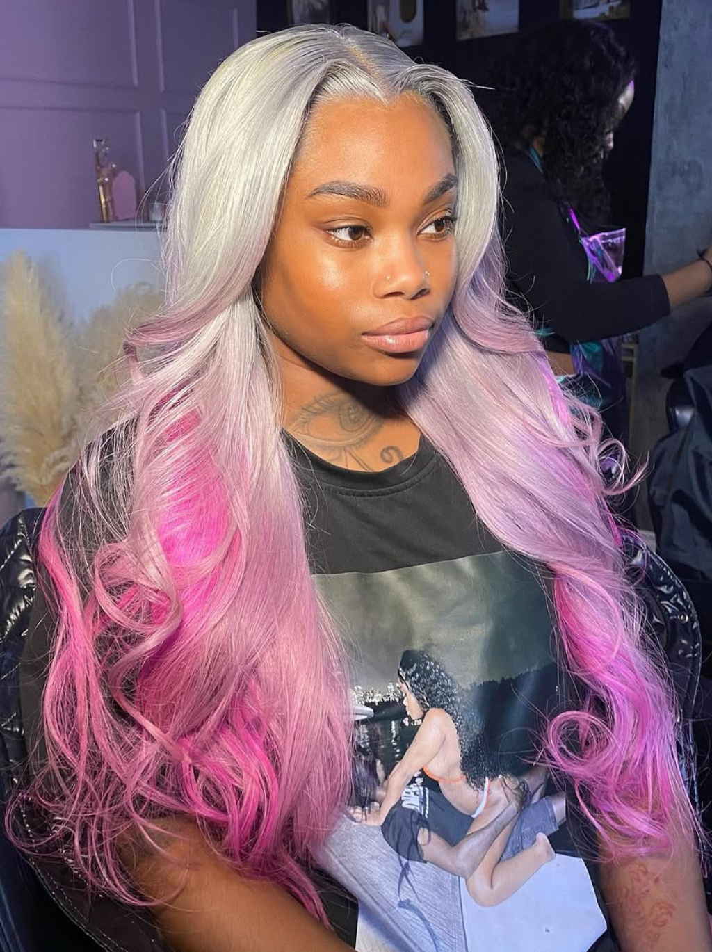 Dorsanee Ombre Gray Purple Lavender Wig 200 Density 13x4 Lace Front Body Wave Human Hair Wigs