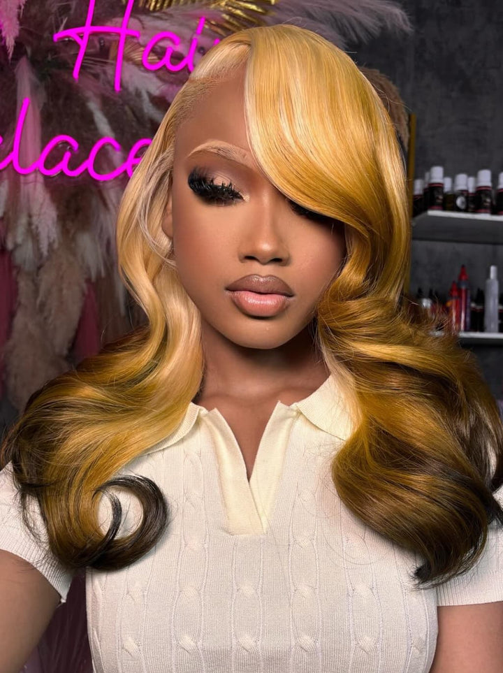 Dorsanee Ombre Honey Blonde Dark Brown 13x4 Lace Front Human Hair Wigs