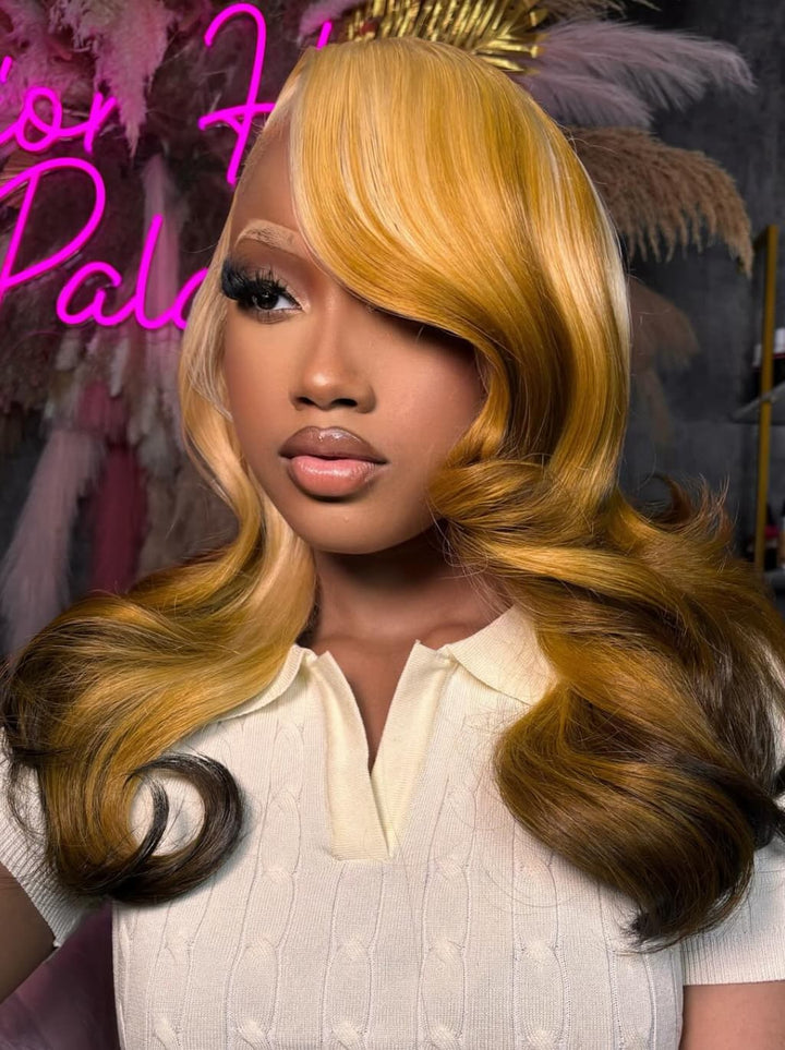 Dorsanee Ombre Honey Blonde Dark Brown 13x4 Lace Front Human Hair Wigs