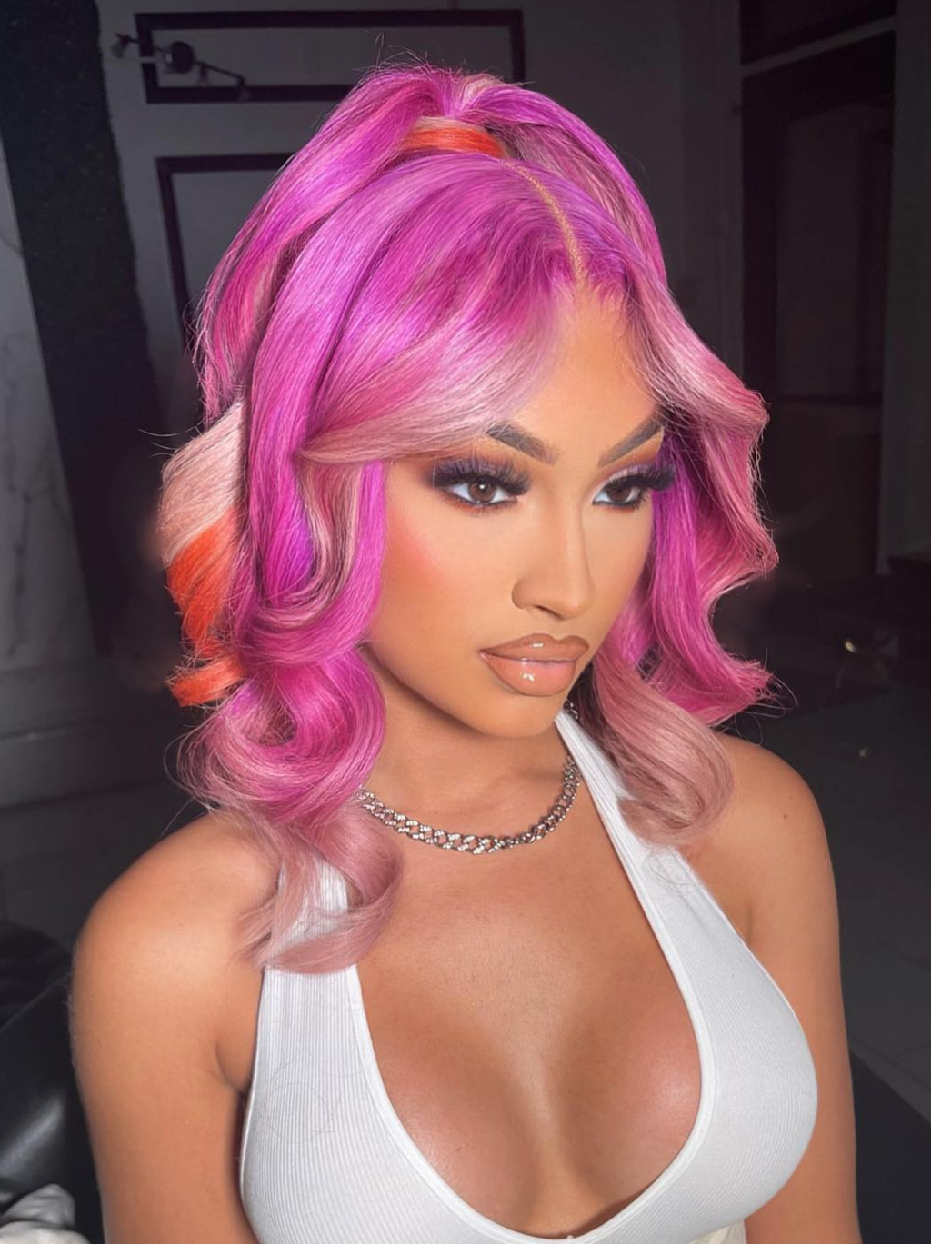 Dorsanee Ombre Lavender Blonde Orange Wig 200 Density 13x4 Lace Front Body Wave Human Hair Wigs
