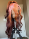 Dorsanee Ombre Pastel Pink Ginger Orange Dark Chocolate Brown 13X4 Lace Front Human Hair Wigs