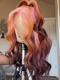 Dorsanee Ombre Pastel Pink Ginger Orange Dark Chocolate Brown 13X4 Lace Front Human Hair Wigs