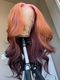 Dorsanee Ombre Pastel Pink Ginger Orange Dark Chocolate Brown 13X4 Lace Front Human Hair Wigs