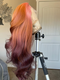 Dorsanee Ombre Pastel Pink Ginger Orange Dark Chocolate Brown 13X4 Lace Front Human Hair Wigs