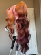 Dorsanee Ombre Pastel Pink Ginger Orange Dark Chocolate Brown 13X4 Lace Front Human Hair Wigs