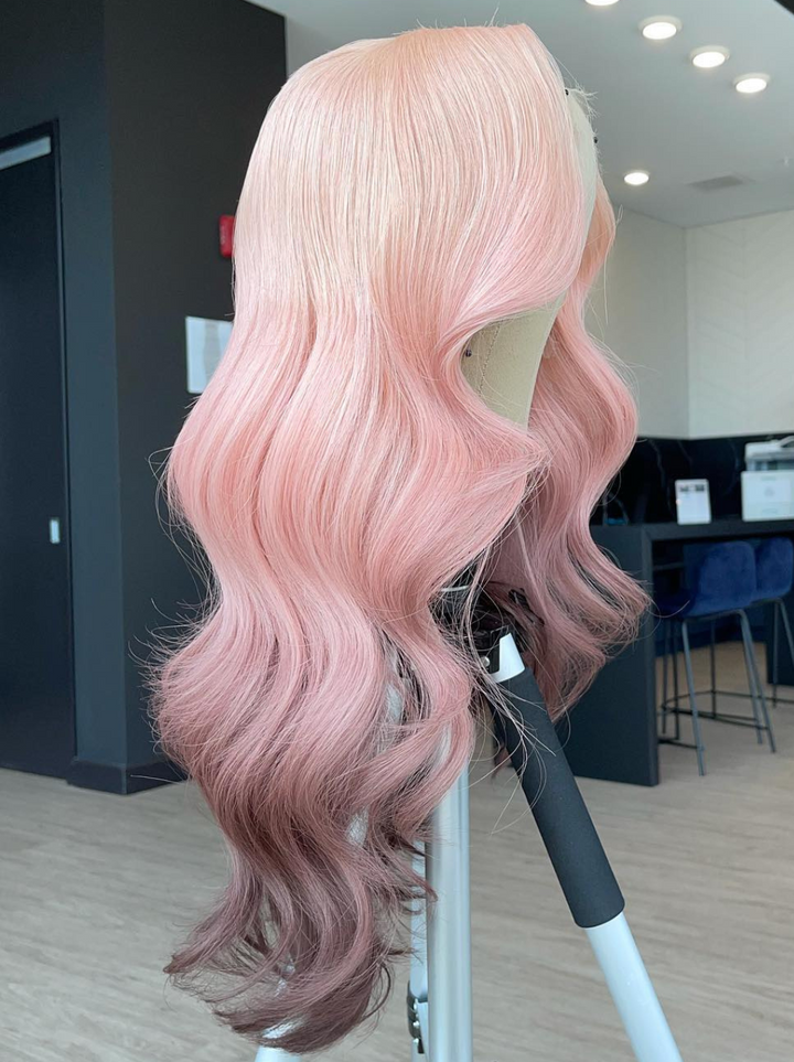 Dorsanee Ombre Pink Pinkish Gray Wig 13x4 Lace Front 200 Density Human Hair Wigs