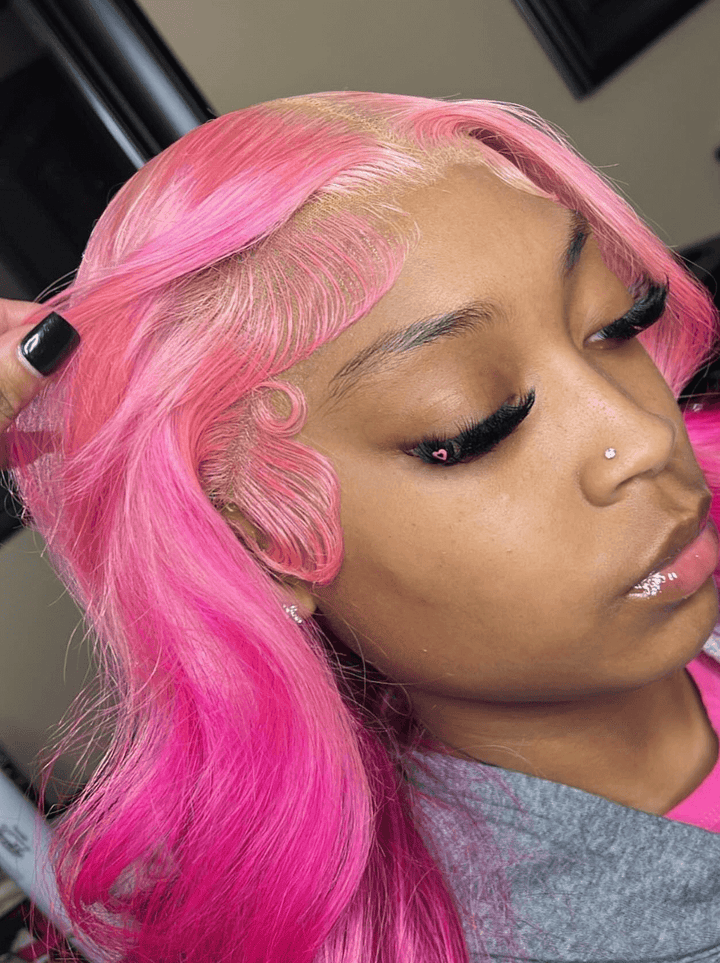 Dorsanee Ombre Pink Red Purple Shades Body Wave 13x4 Lace Front Human Hair Wig