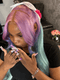 Dorsanee Ombre Purple Blue Pastel Green Body Wave HD Lace Front Human Hair Wigs