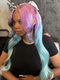 Dorsanee Ombre Purple Blue Pastel Green Body Wave HD Lace Front Human Hair Wigs