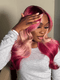 Dorsanee Ombre Red Rose Pink Blonde 13x4 Lace Front Human Hair Wigs 200 Density