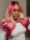 Dorsanee Ombre Red Rose Pink Blonde 13x4 Lace Front Human Hair Wigs 200 Density