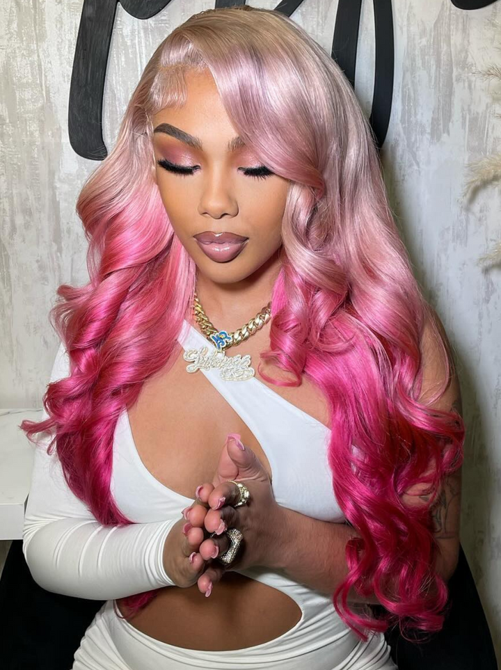 Dorsanee Ombre Rose Gold Blonde 13x4 Lace Front Body Wave Human Hair Wigs