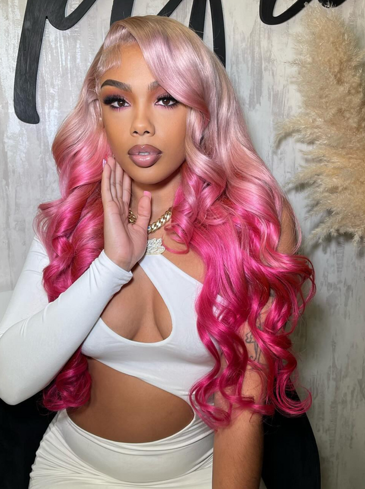 Dorsanee Ombre Rose Gold Blonde 13x4 Lace Front Body Wave Human Hair Wigs