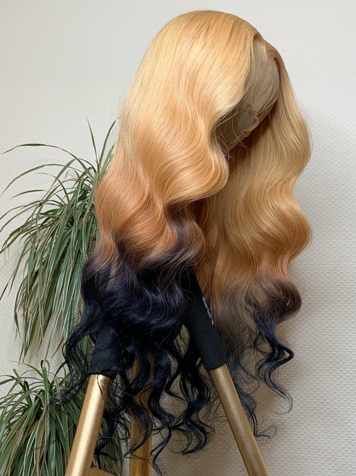 Dorsanee 200 Density 13x4 Lace Front Ombre Strawberry Platinum Blonde Human Hair Wigs