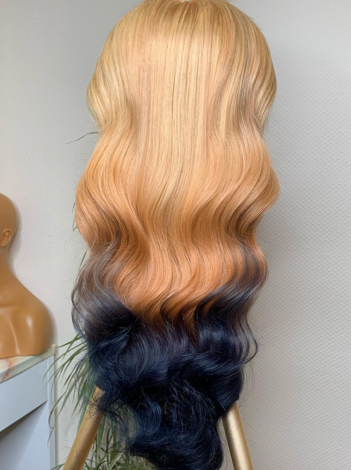 Dorsanee 200 Density 13x4 Lace Front Ombre Strawberry Platinum Blonde Human Hair Wigs