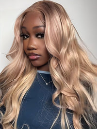 Dorsanee P18/613 Blonde Light Brown Highlight 13x4 Lace Front Straight Human Hair Wigs(bigekane's Pick)