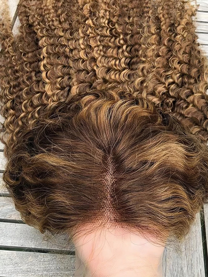Dorsanee P4/27 Honey Blonde Brown Highlight Deep Wave 5x5 Lace Closure 13x4 Lace Frontal Human Hair Wigs