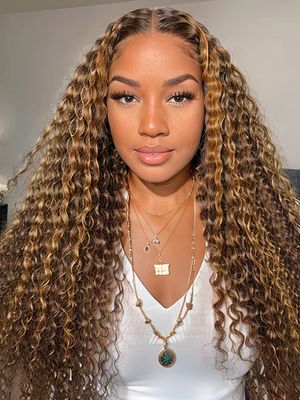 Dorsanee P4/27 Honey Blonde Brown Highlight Deep Wave 5x5 Lace Closure 13x4 Lace Frontal Human Hair Wigs Colored Hair