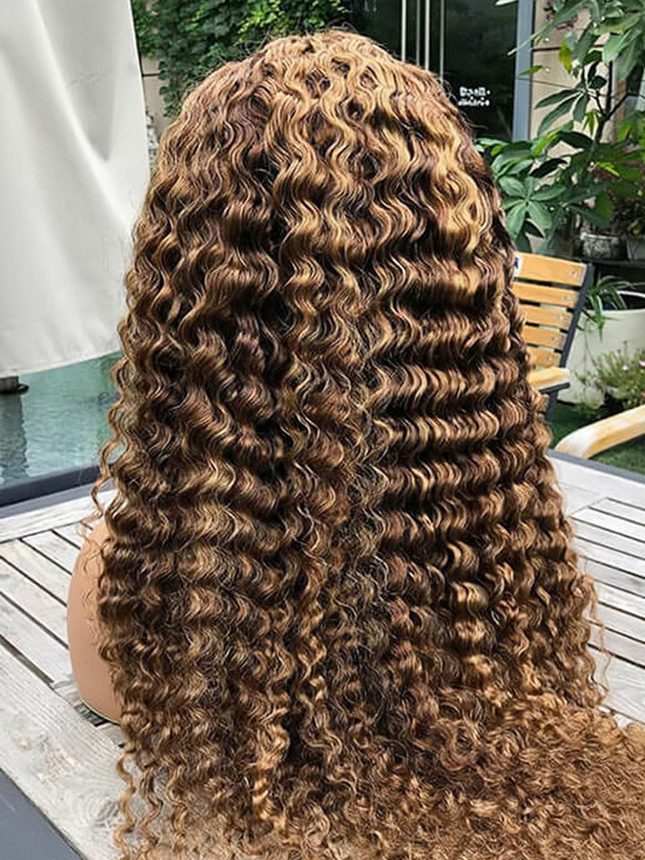 Dorsanee P4/27 Honey Blonde Brown Highlight Deep Wave 5x5 Lace Closure 13x4 Lace Frontal Human Hair Wigs For Women