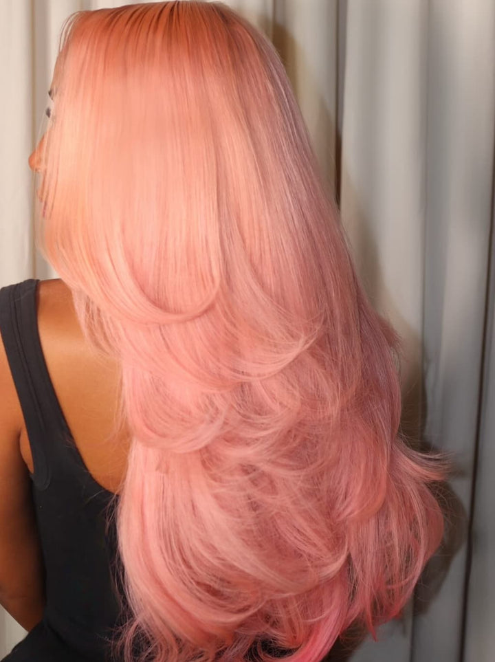 Dorsanee Pale Light Pink 13x4 Lace Front Virgin Human Hair Wigs 200 Density