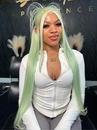Dorsanee Pastel Mint Green Color 200 Density 13x4 Lace Front Human Hair Wigs