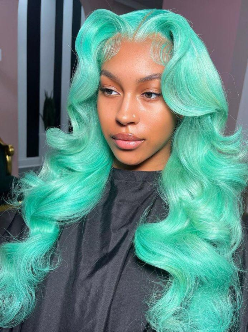 Dorsanee Pastel Green Color 13x4 Lace Front Straight Body Wave Human Hair Wigs