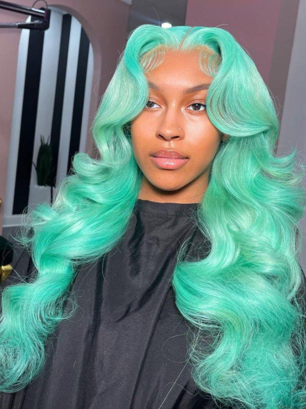 Dorsanee 200 Density Pastel Green 13x4 Lace Front Straight Body Wave Human Hair Wigs