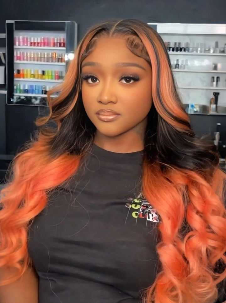 Dorsanee Peachy Pink Orange 13x4 Lace Front Virgin Human Hair Wigs 200 Density