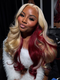 Dorsanee Peekaboo Blonde 99J Burgundy Red Two Tones 200 Density 13x4 Lace Front Body Wave Human Hair Wigs