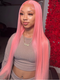 Dorsanee Rose Gold Pink Colored Wig Straight 13x4 Lace Front Human Hair Wigs 200% Density