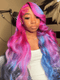 Dorsanee Purple Red Blue Color 13x4 Lace Front Virgin Human Hair Wigs