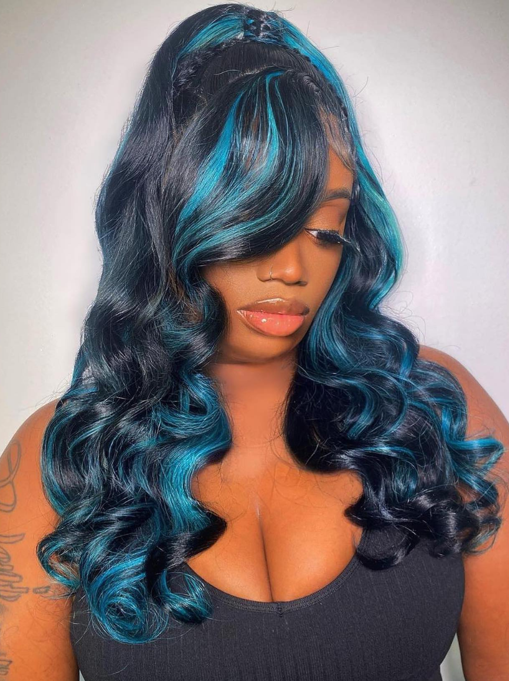 Dorsanee Blue Red Blonde Highlight 13x4 HD Lace Front Body Wave Human Hair Wigs