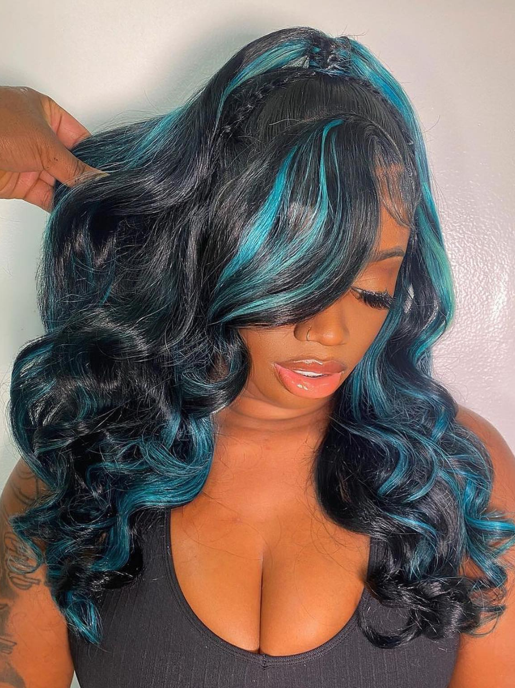 Dorsanee Blue Red Blonde Highlight 13x4 HD Lace Front Body Wave Human Hair Wigs